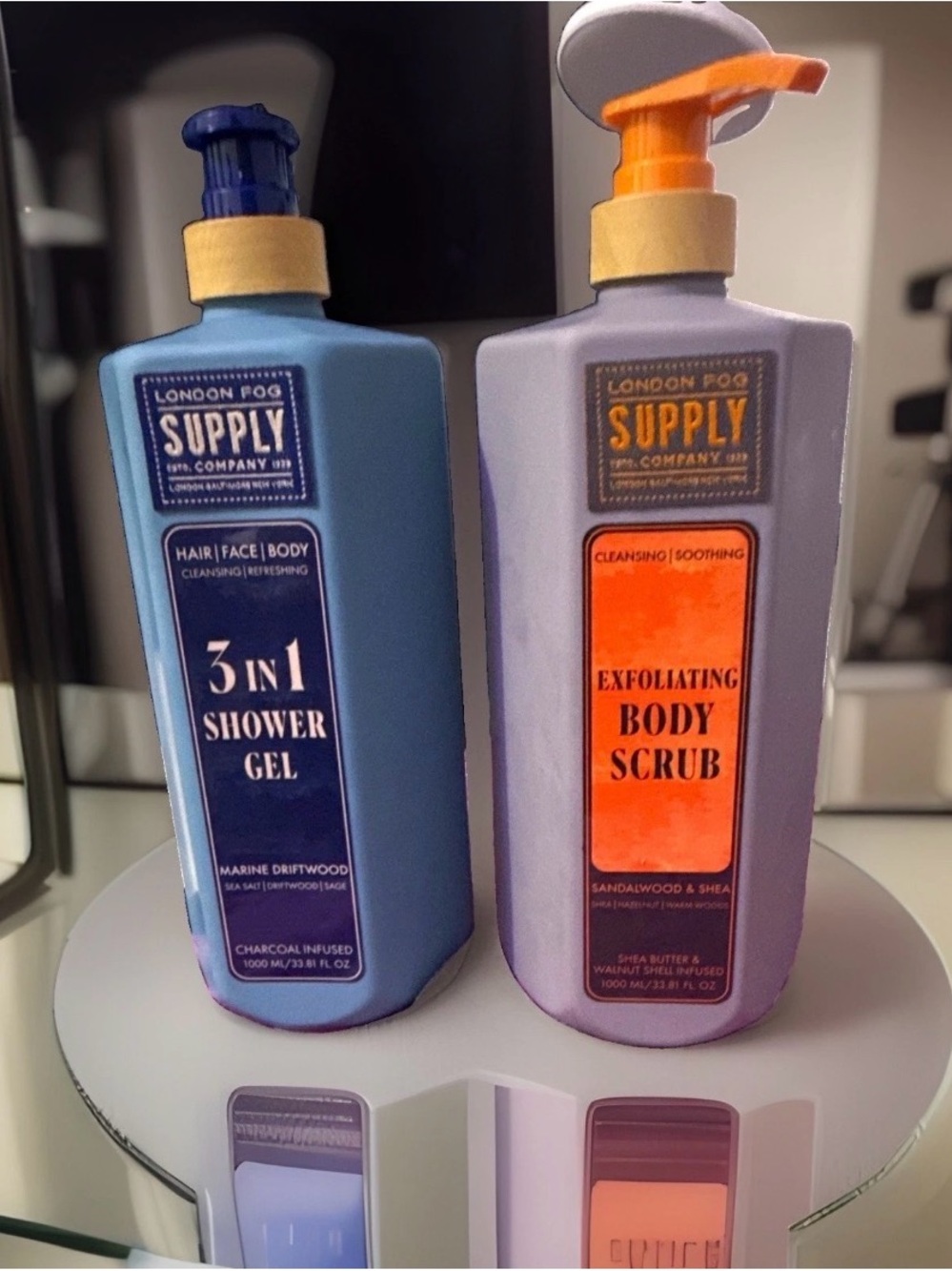 London Fog Blue Shower Gel & Lavender Exfoliating Body Scrub Duo